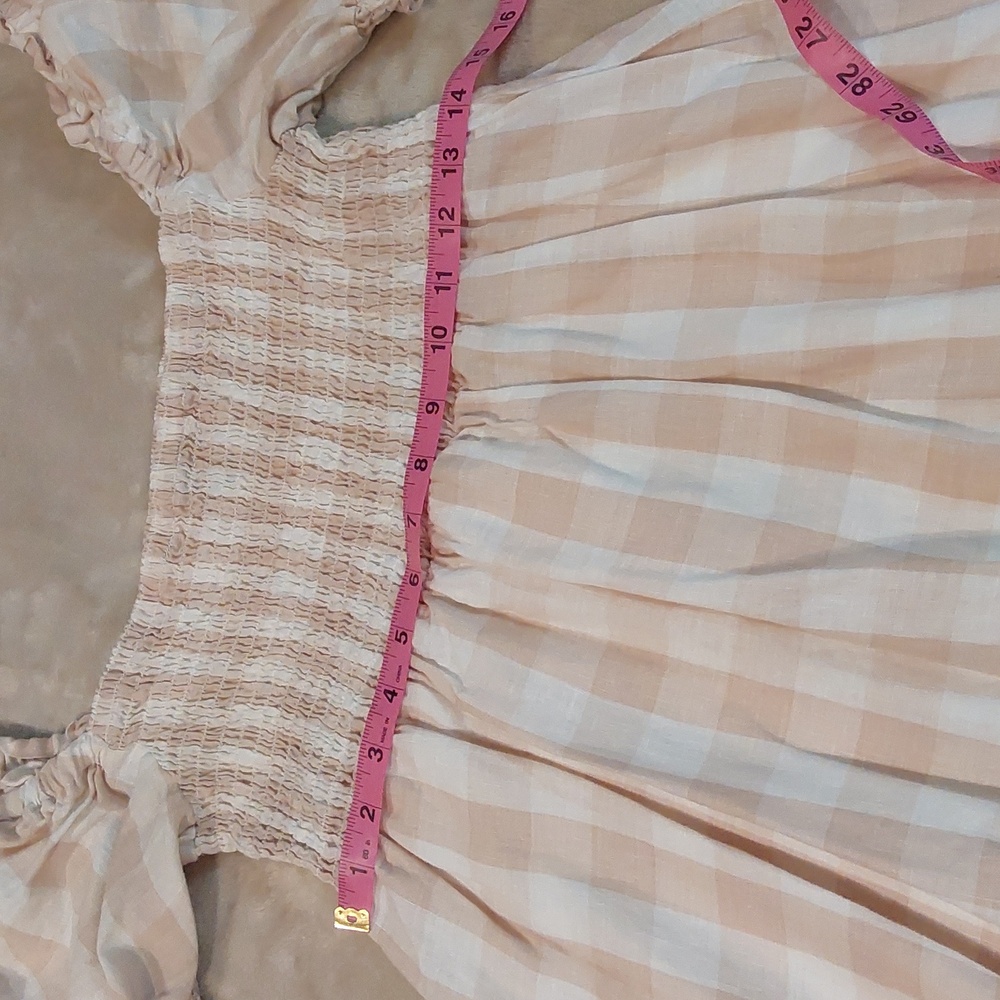 House of Harlow 1960 gingham smocked babydoll mini dress Size L - Picture 7 of 13